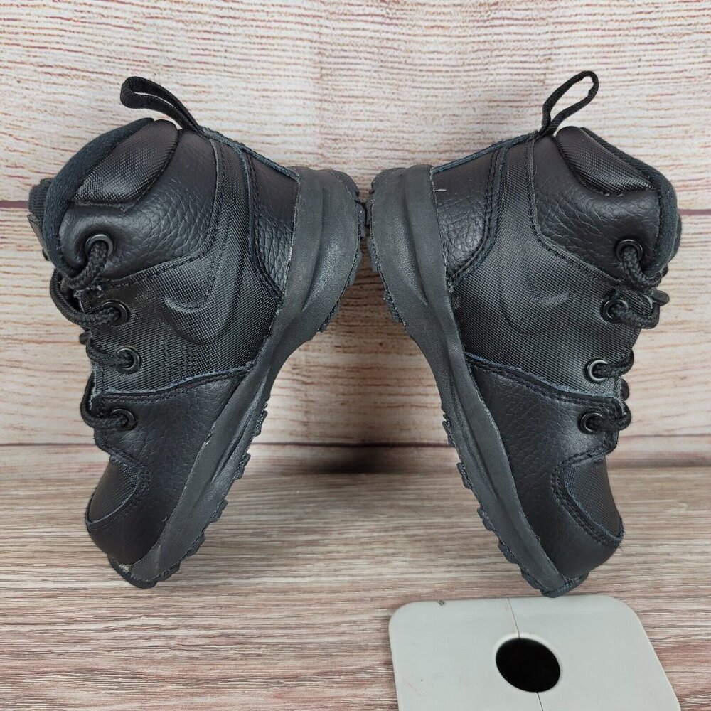 Nike Manoa Black Leather Boots Kids Toddler Size 7C Lace Up Shoes BQ5374-001 - Picture 4 of 8